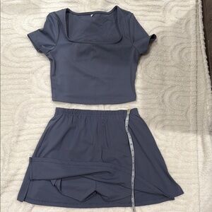 Elegant grayish blue Women's Skirt Set